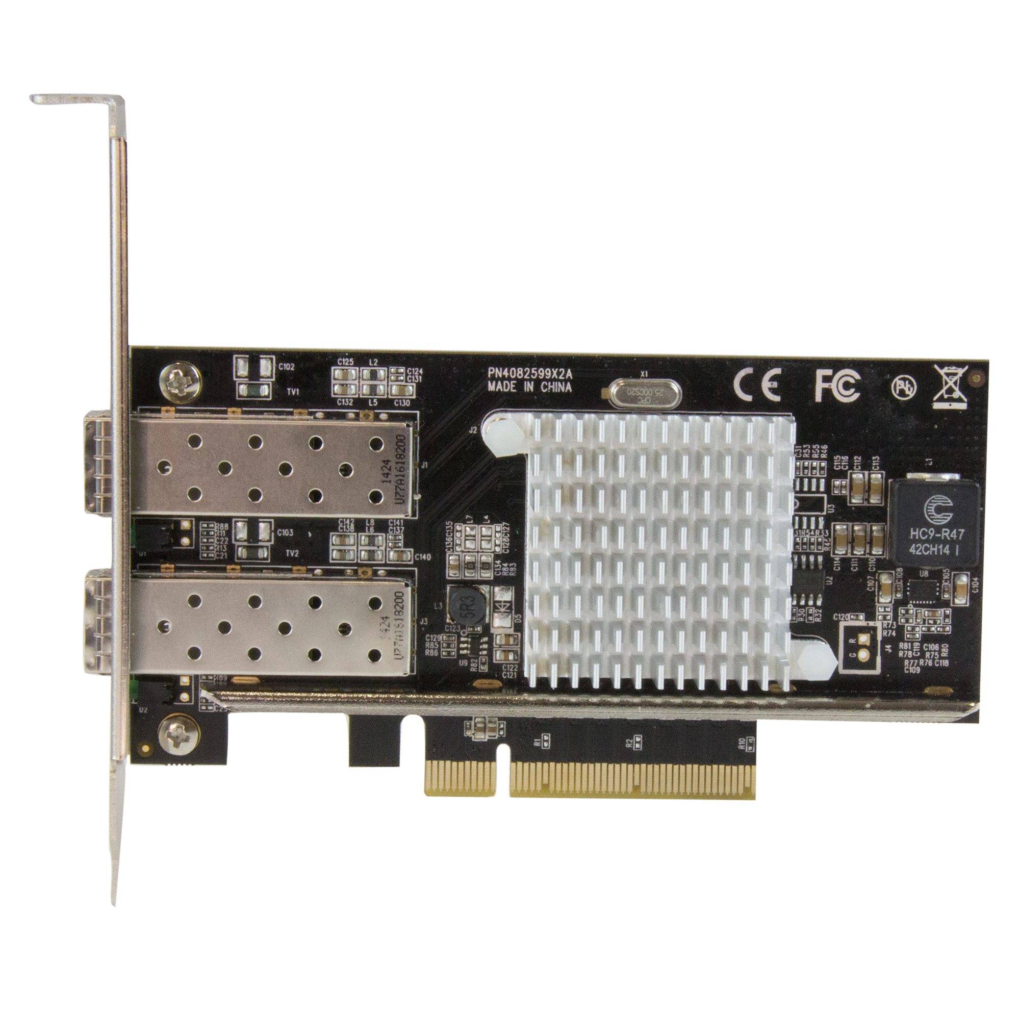 Rca Informatique - image du produit : CARTE RESEAU PCIE 2 PORTS FIBRE OPTIQUE 10 GBE - SFP+ OUVERT