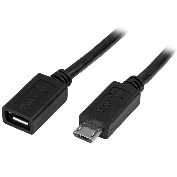 Rca Informatique - Image du produit : CABLE EXTENSION MICRO USB 50CM M/F BLACK
