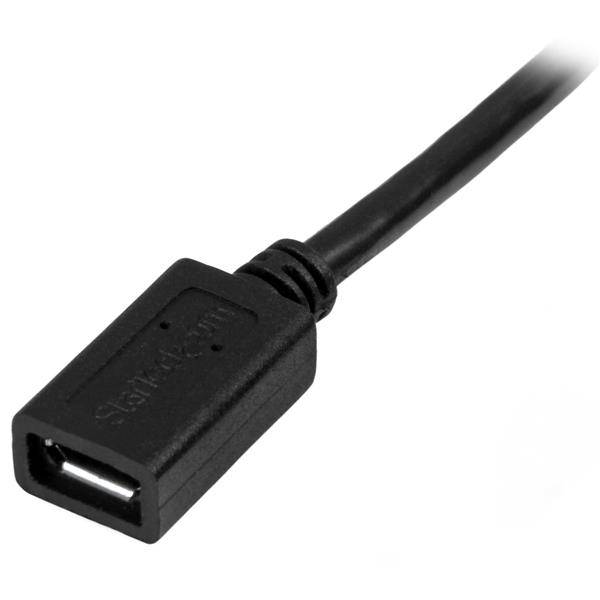Rca Informatique - image du produit : CABLE EXTENSION MICRO USB 50CM M/F BLACK