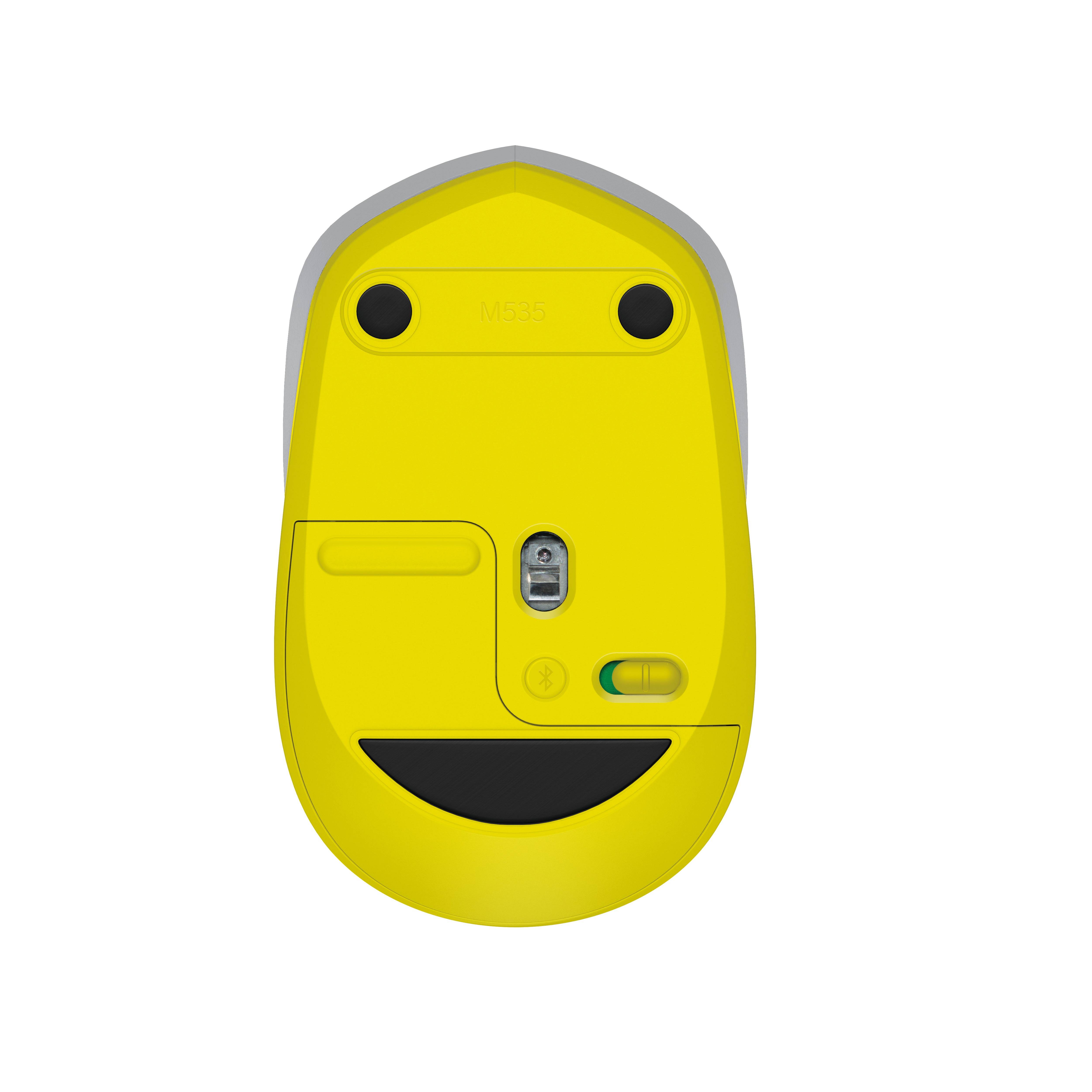 Rca Informatique - image du produit : SOURIS LASER SANS FIL M535-GRIS JAUNE - 1000 DPI