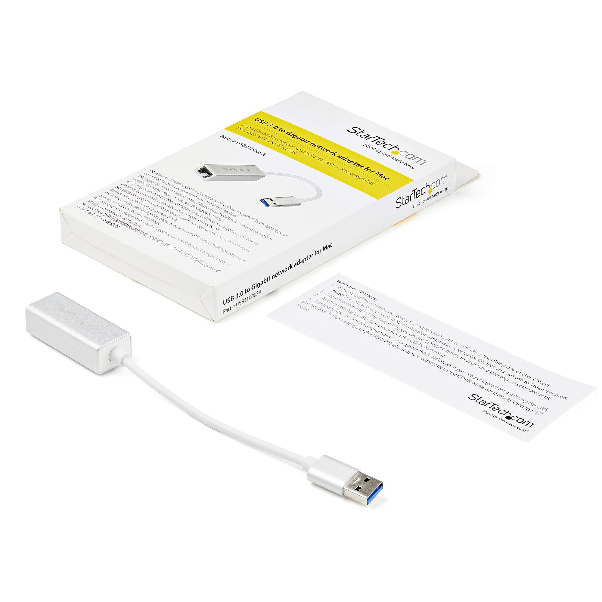 Rca Informatique - image du produit : ADAPTATEUR RESEAU USB 3.0 VERS GIGABIT ETHERNET - ARGENT