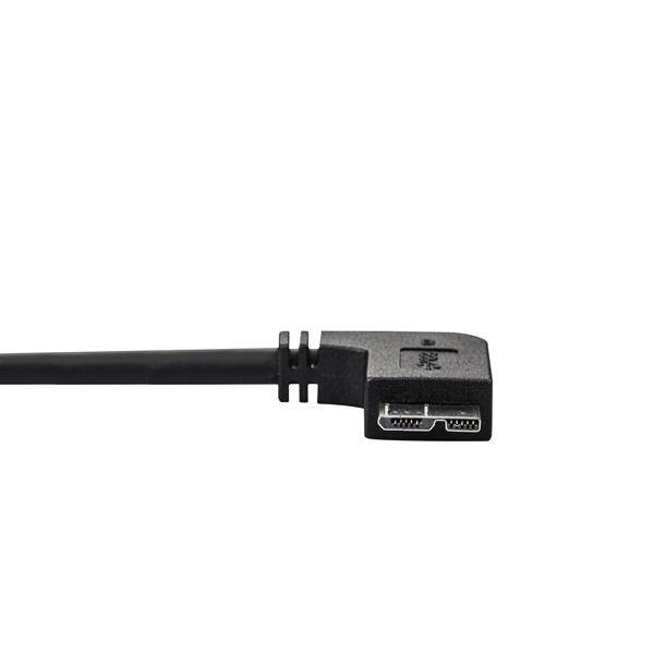 Rca Informatique - image du produit : CABLE USB 3.0 SLIM A VERS MICRO B A ANGLE GAUCHE DE 50 CM