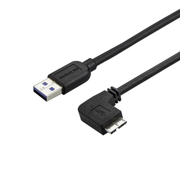 Rca Informatique - Image du produit : CABLE USB 3.0 SLIM A VERS MICRO B A ANGLE DROIT DE 50 CM