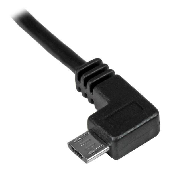Rca Informatique - image du produit : CABLE DE CHARGE ET SYNC MICRO USB A ANGLE GAUCHE DE 1 M - M/M
