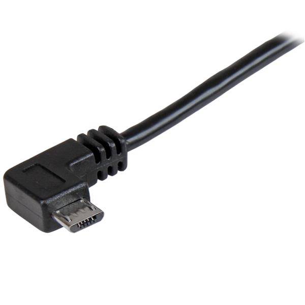 Rca Informatique - image du produit : CABLE DE CHARGE ET SYNC MICRO USB A ANGLE DROIT DE 2 M - M/M