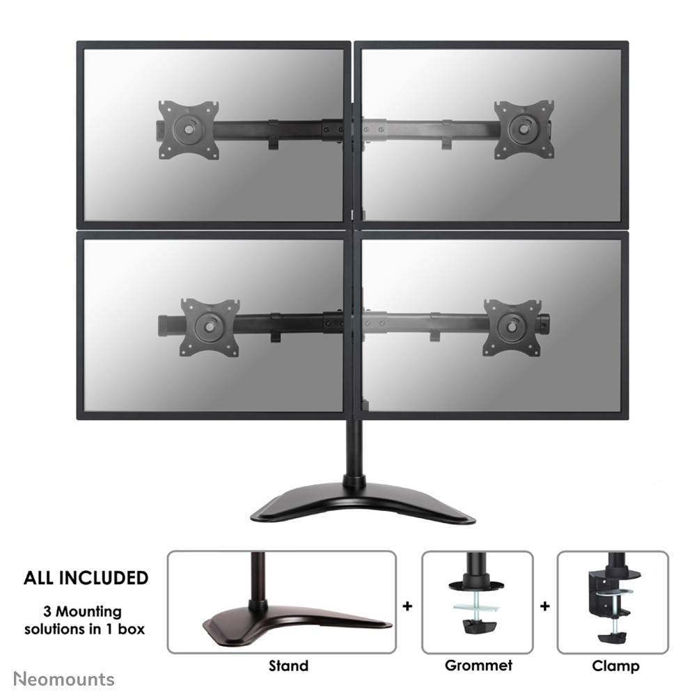 Rca Informatique - Image du produit : DESK MOUNT QUAD 10-27IN BLACK STND/CLMP/GRM.M32KG.75X75TO100X1