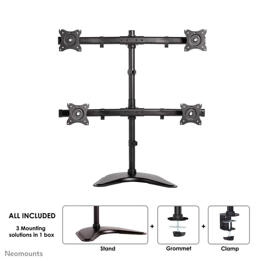 Rca Informatique - image du produit : DESK MOUNT QUAD 10-27IN BLACK STND/CLMP/GRM.M32KG.75X75TO100X1