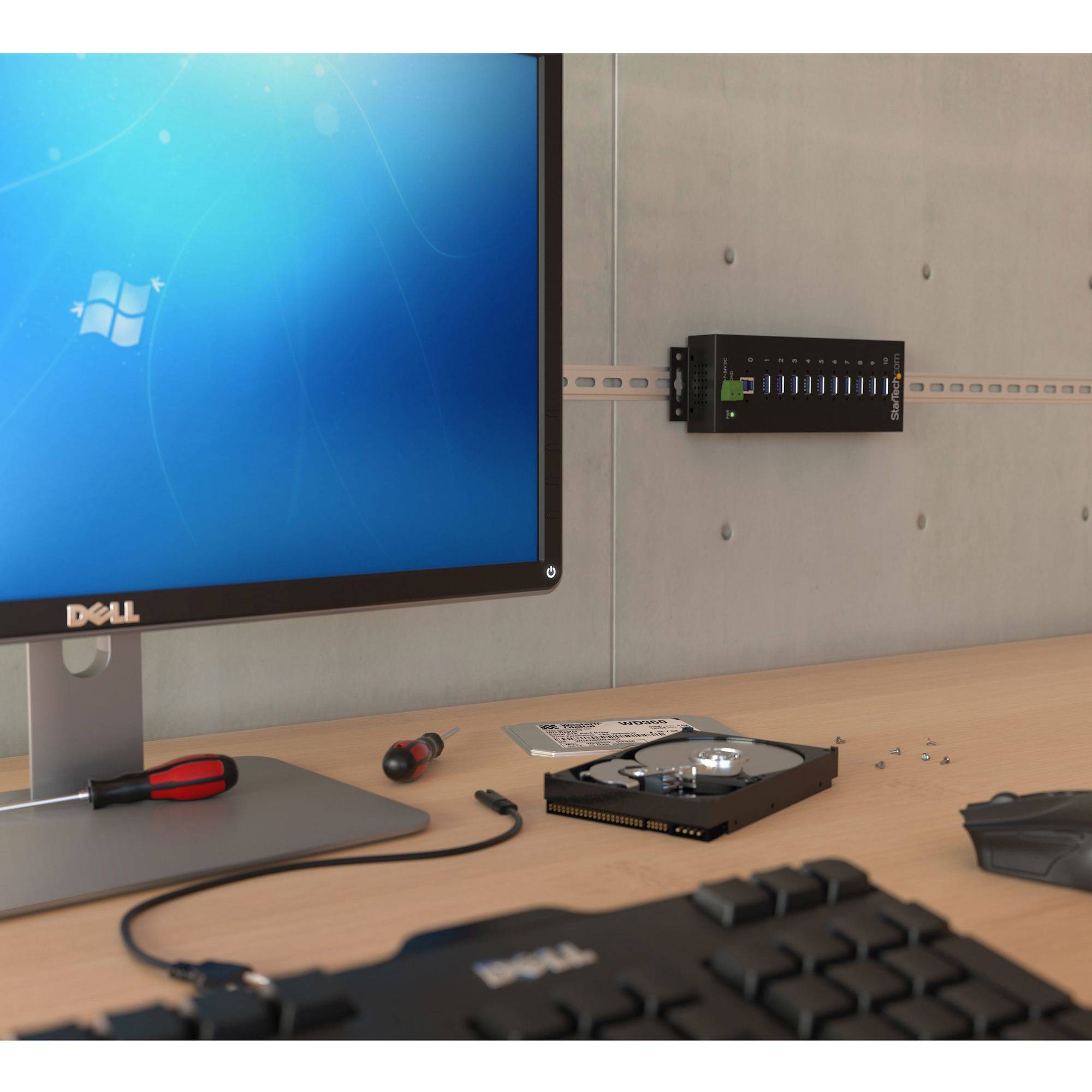 Rca Informatique - image du produit : HUB USB 3.0 INDUSTRIEL 10 PORTS AVEC PROTECTION CONTRE ESD (DES)