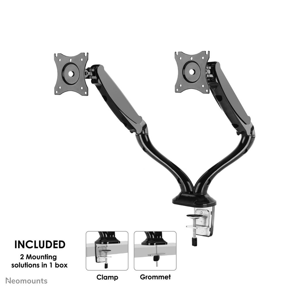 Rca Informatique - image du produit : DESK MOUNT DUAL 19-27IN GAS BLA CLMP/GRM.MAX 12KG.75X75TO100X100