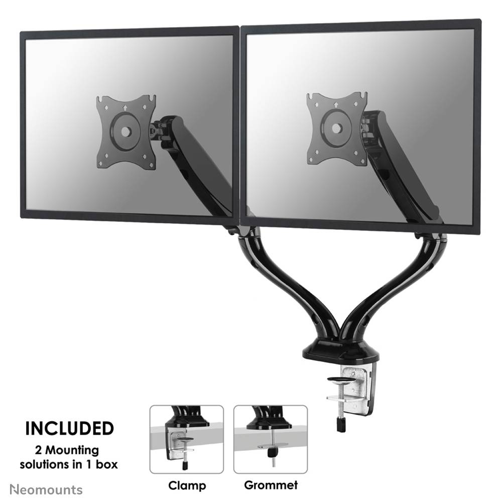 Rca Informatique - Image du produit : DESK MOUNT DUAL 19-27IN GAS BLA CLMP/GRM.MAX 12KG.75X75TO100X100