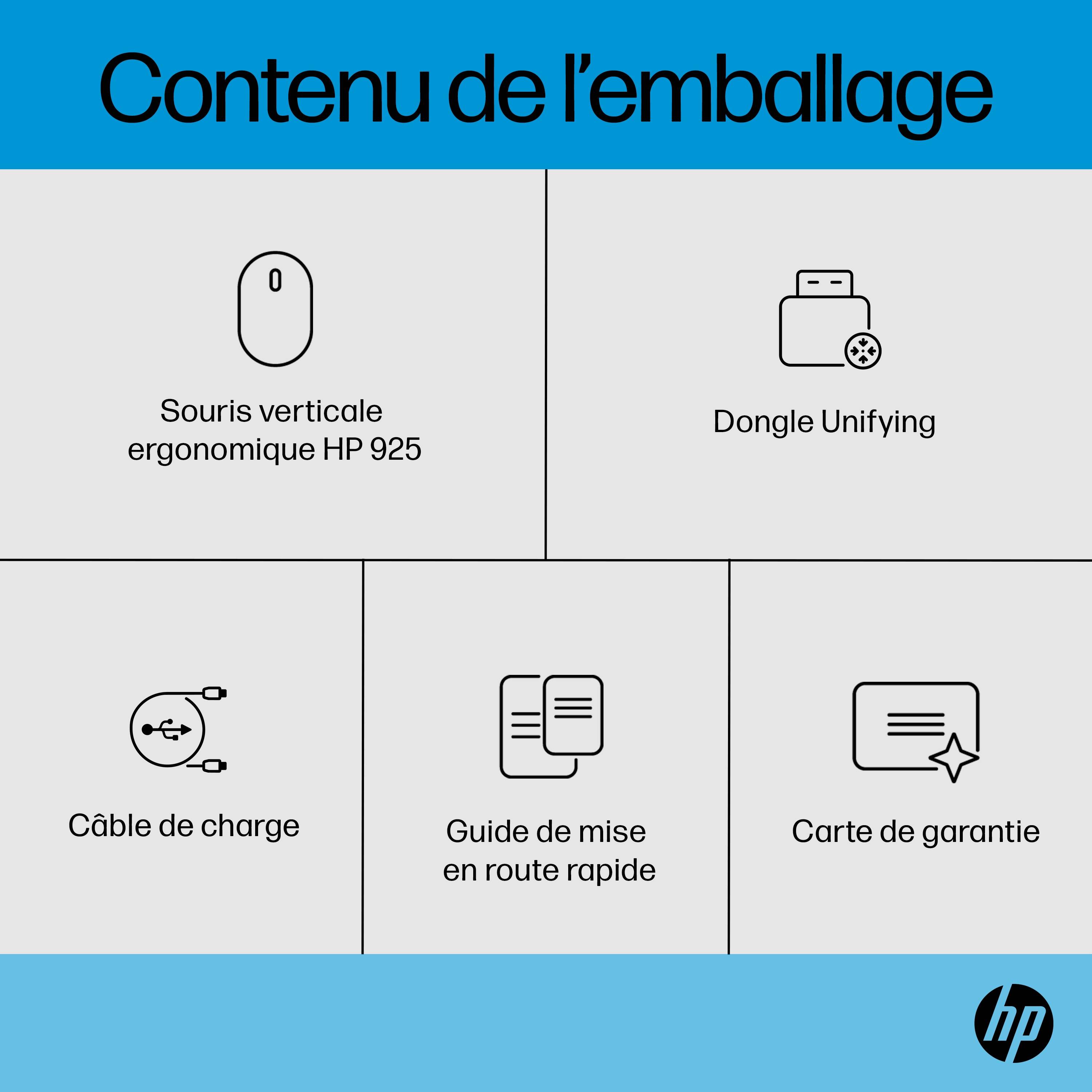 Rca Informatique - image du produit : HP 925 ERGO VRTCL WIRELESS MOUSE