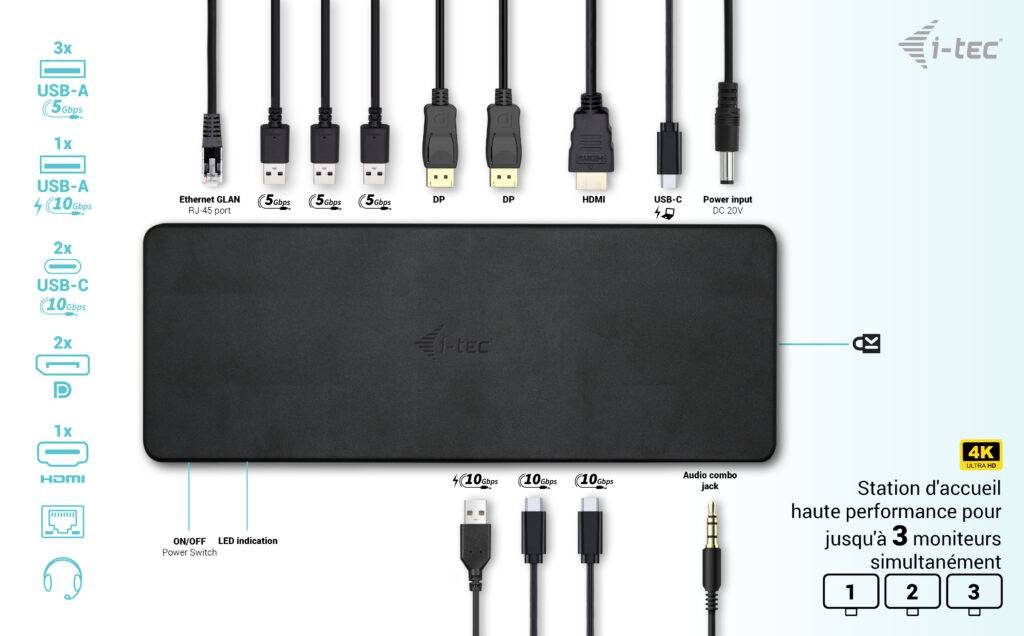 Rca Informatique - image du produit : I-TEC USB-C 3X 4K LCD GEN2 PRO I-TEC USB-C DOCK PD 100W