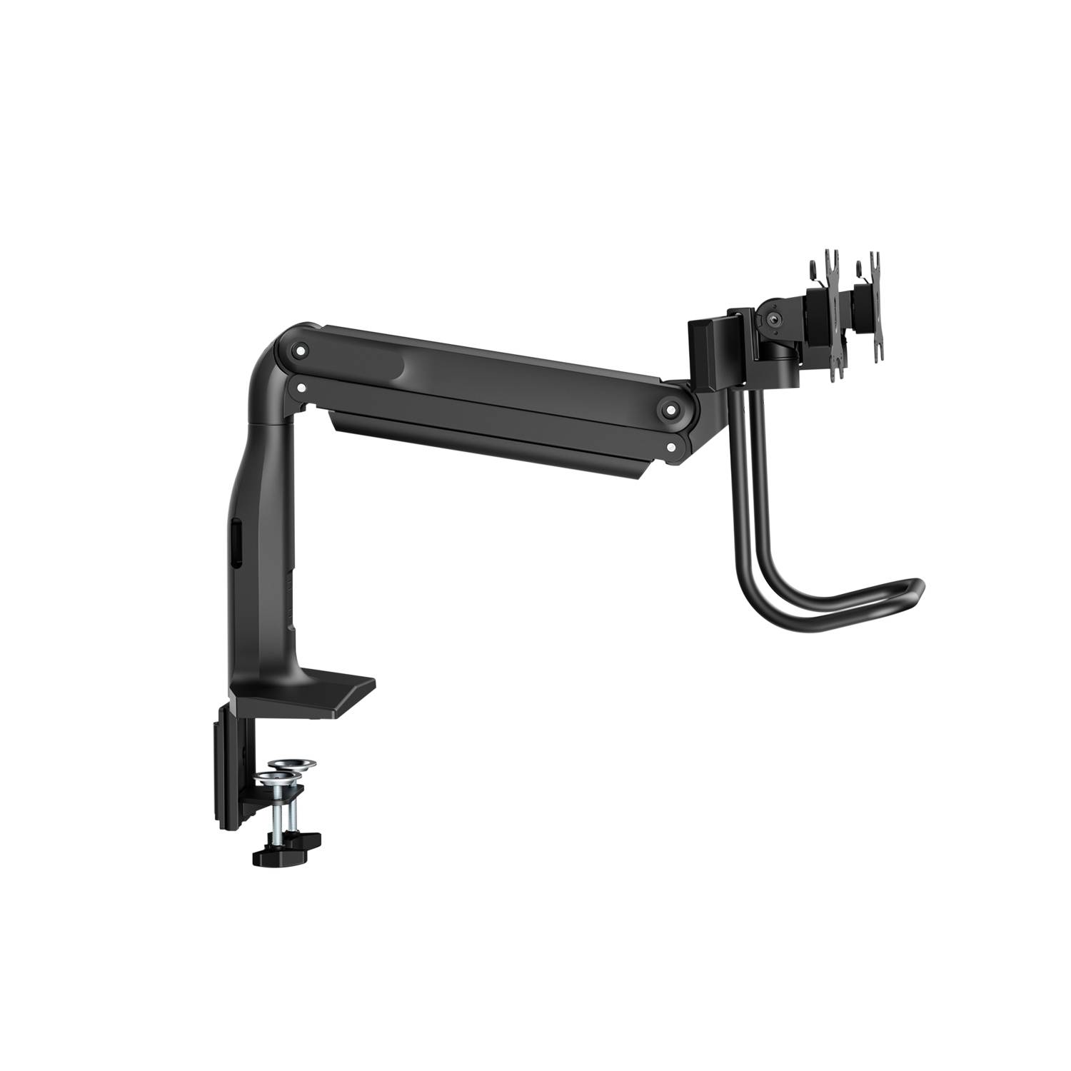 Rca Informatique - image du produit : DUAL MONITOR GAS SPRING MOUNT ERGO CROSSBAR HANDLE FULL MOTION