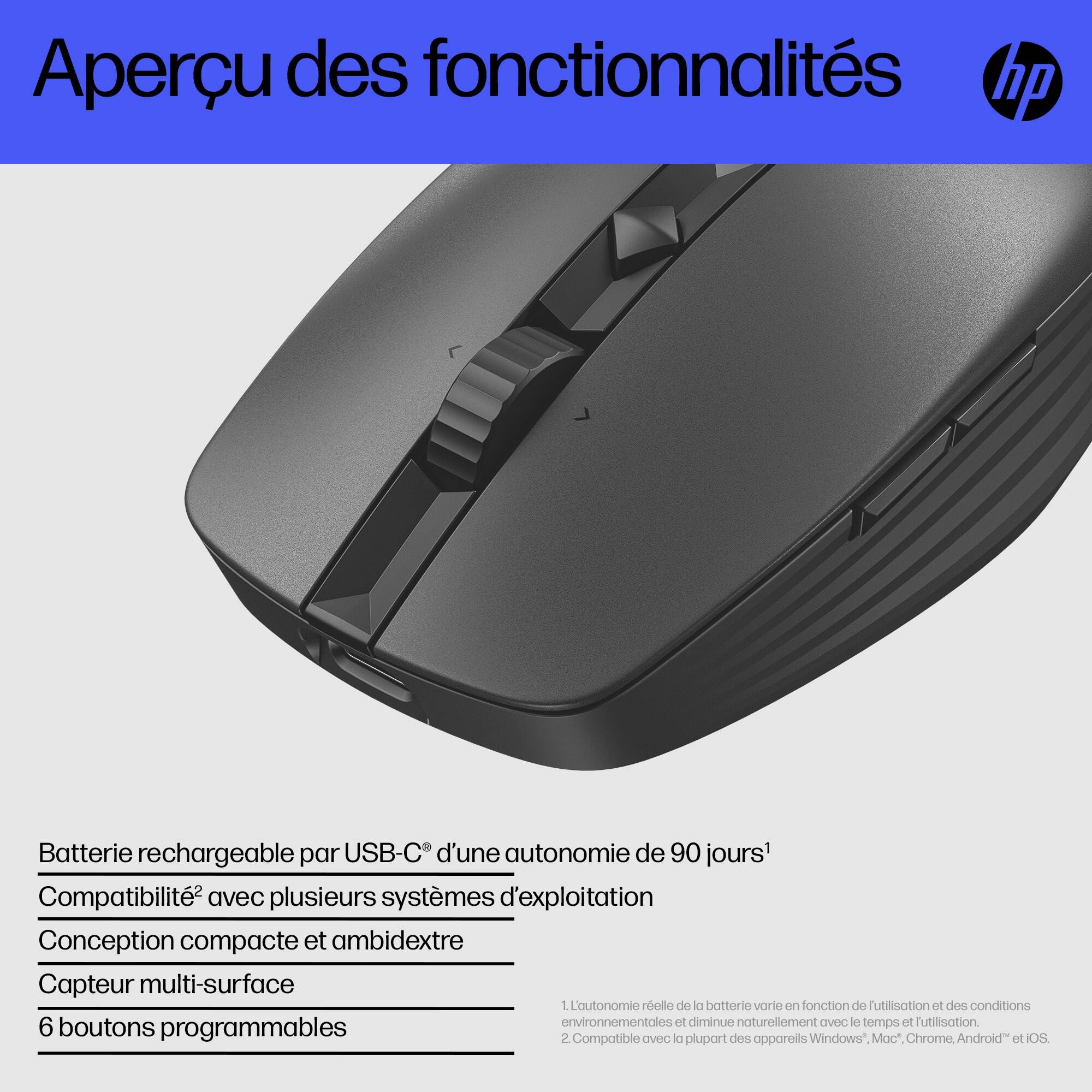 Rca Informatique - image du produit : HP 715 RECHARGEABLE SILENT BLUETOOTH MOUSE