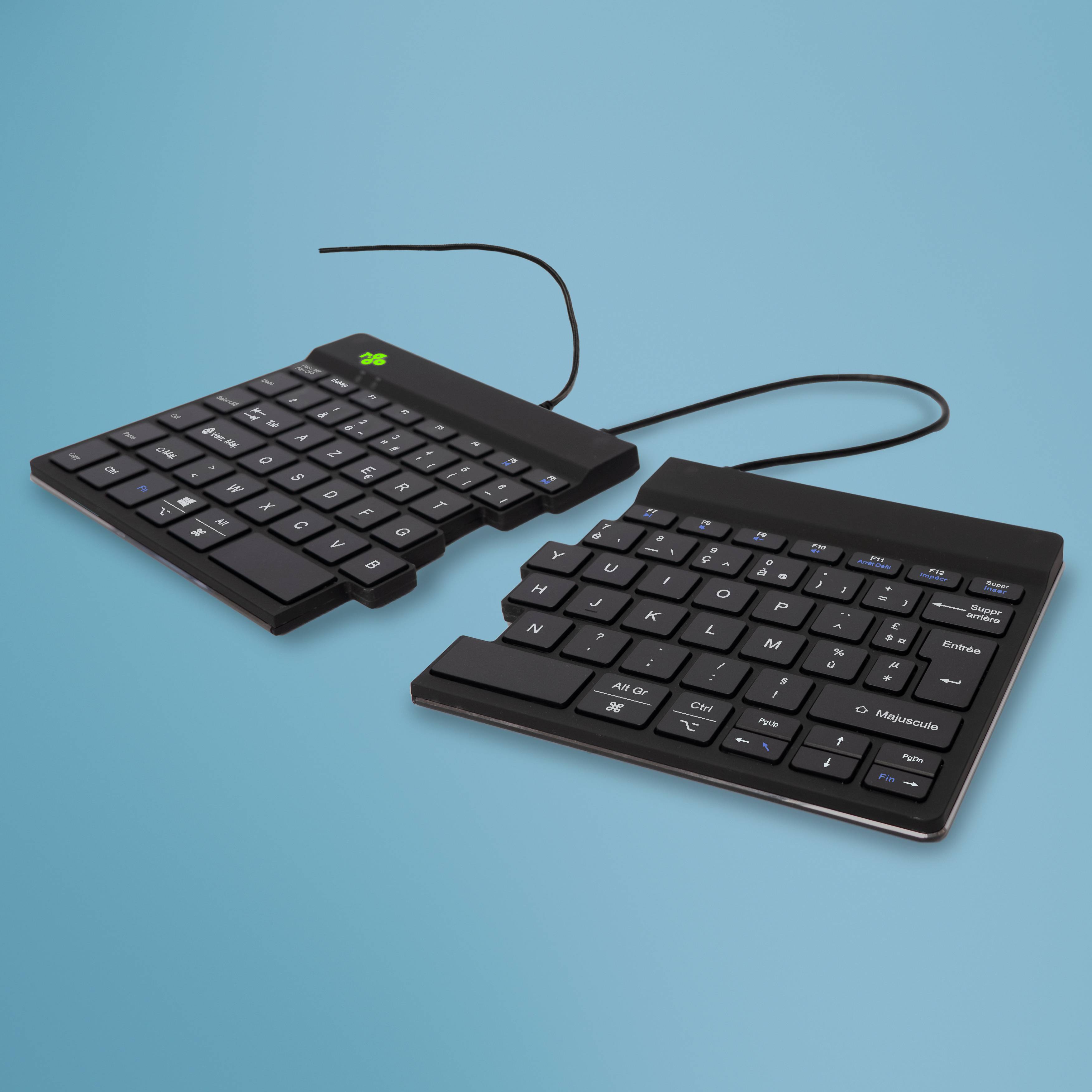 Rca Informatique - image du produit : R-GO SPLIT ERGONOMIC KEYBOARD FR LAYOUT AZERTY BLK WIRED