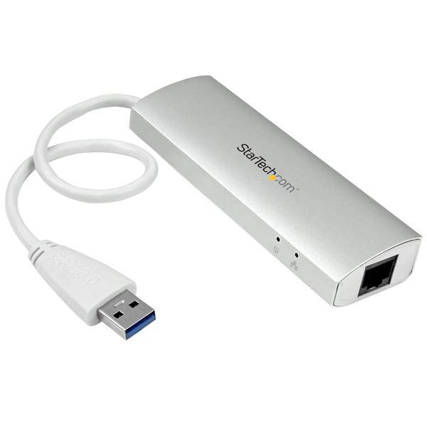 Rca Informatique - image du produit : HUB USB 3.0 A 3 PORTS AVEC GIGABIT ETHERNET - ARGENT