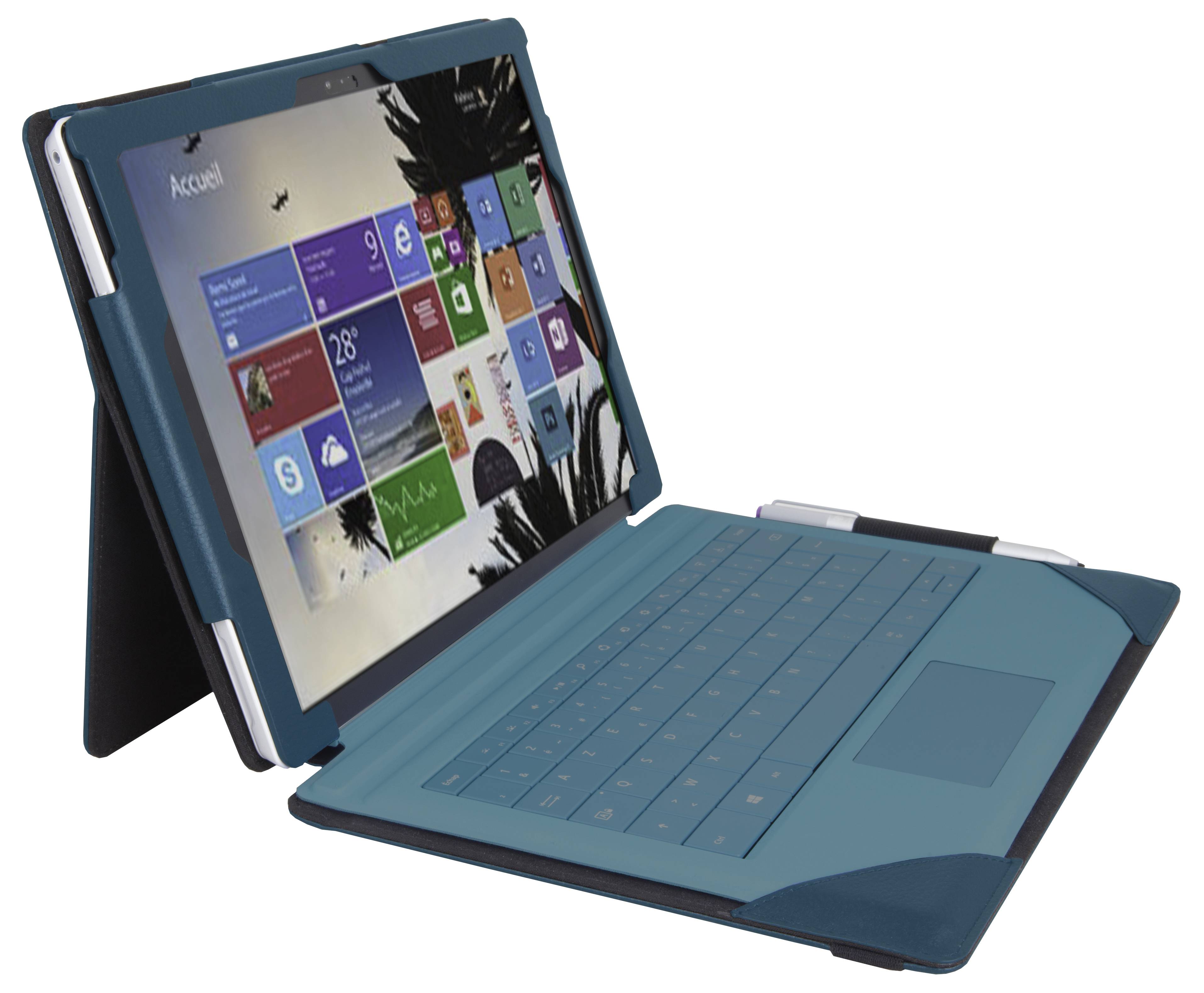 Rca Informatique - Image du produit : ELEGANT FOLIO CASE FOR MICROSOF SURFACE PRO 4 - GREEN BLUE / TEA