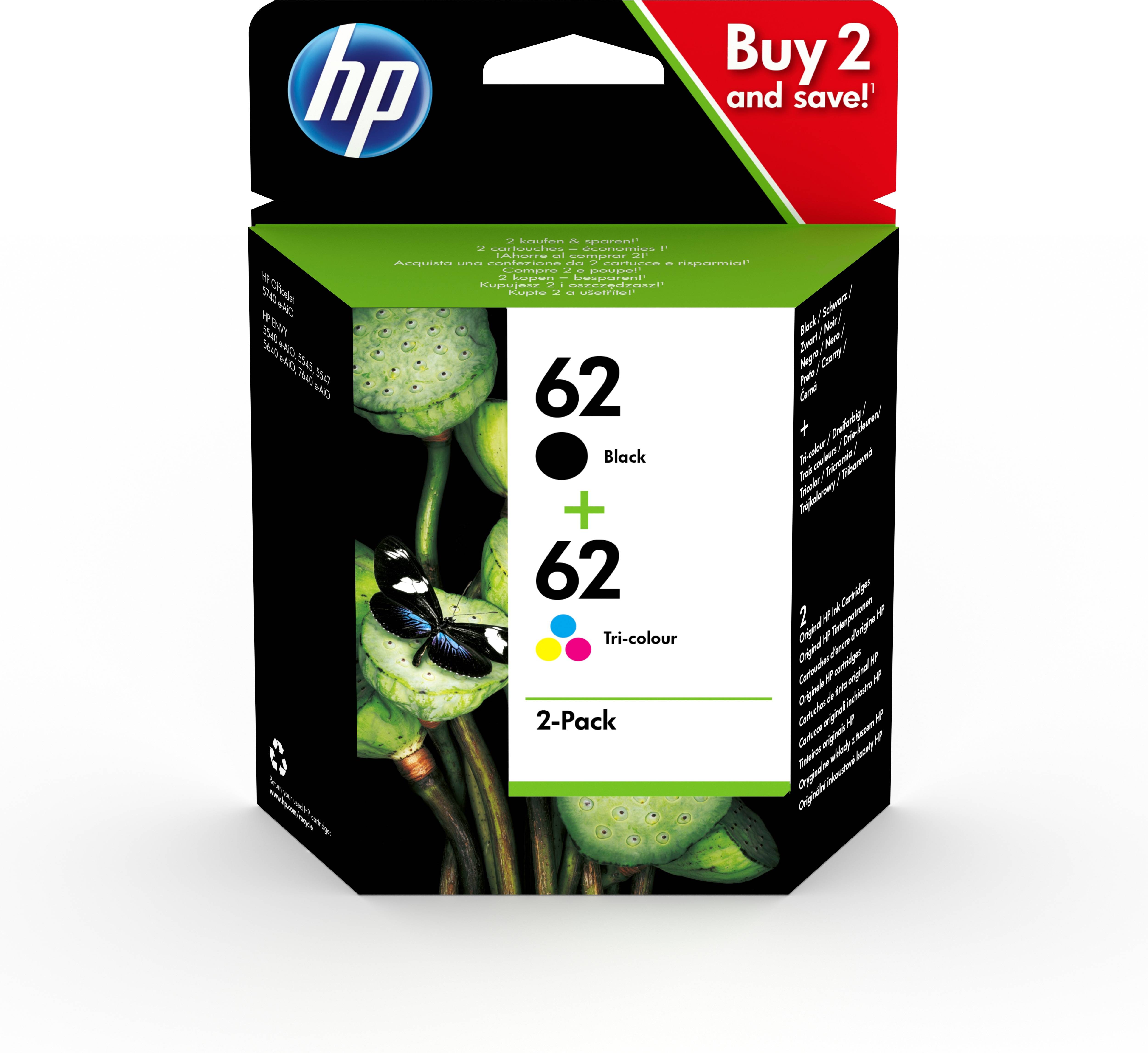 Rca Informatique - Image du produit : INK CARTRIDGE NO 62 B/C/M/Y COMBO 2-PACK