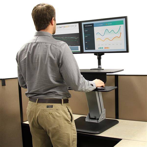 Rca Informatique - image du produit : BUREAU DEBOUT ERGONOMIQUE AVEC HAUTEUR REGLABLE