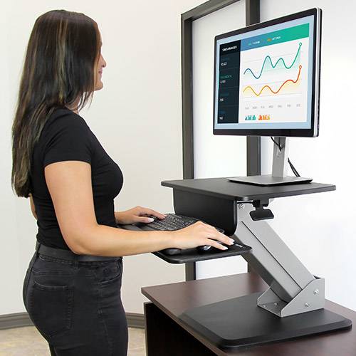 Rca Informatique - image du produit : BUREAU DEBOUT ERGONOMIQUE AVEC HAUTEUR REGLABLE