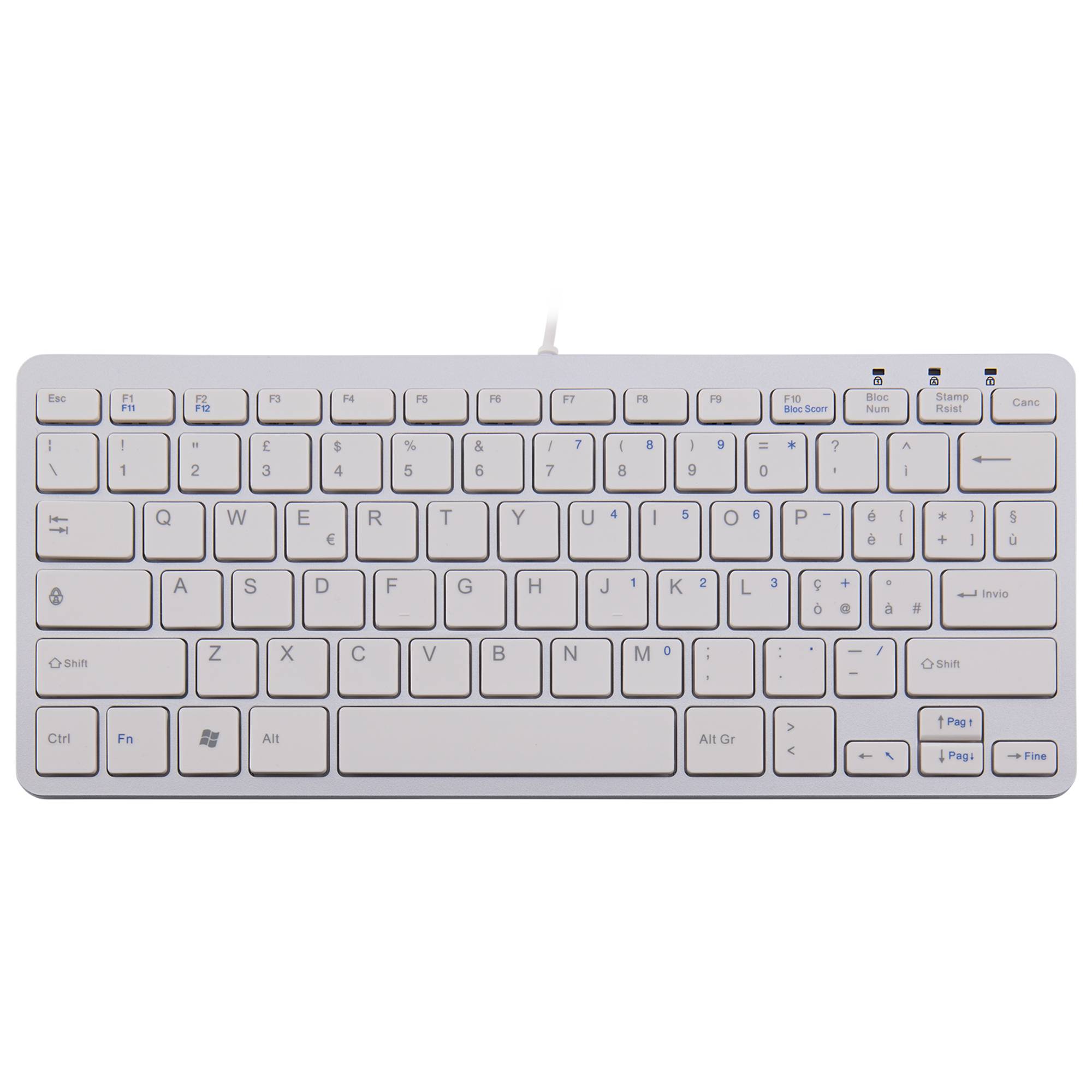 Rca Informatique - image du produit : R-GO COMPACT KEYBOARD IT LAYOUT AZERTY WHT WIRED       IT