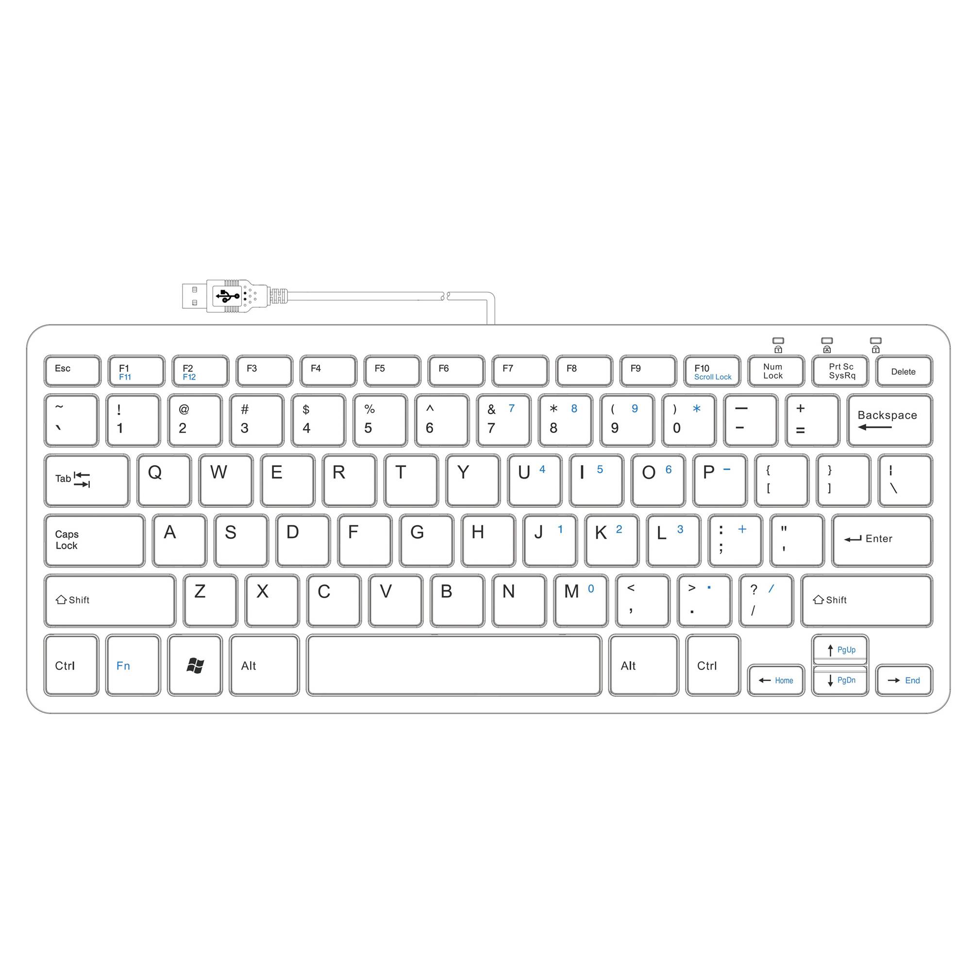 Rca Informatique - image du produit : R-GO COMPACT KEYBOARD US LAYOUT QWERTY BLK WIRED