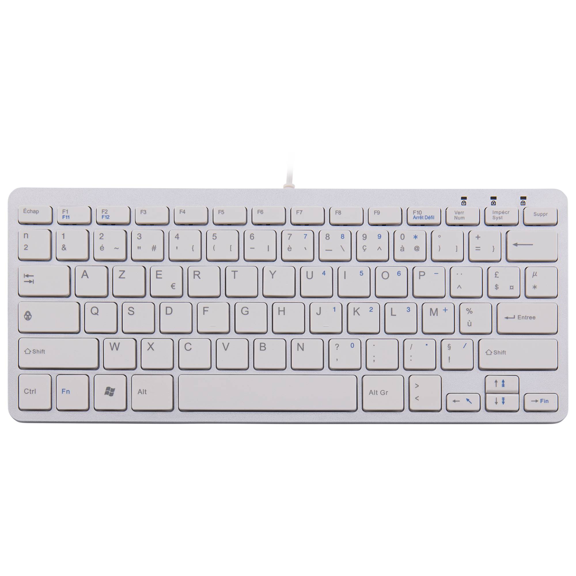 Rca Informatique - Image du produit : R-GO COMPACT KEYBOARD FR LAYOUT AZERTY WHT WIRED