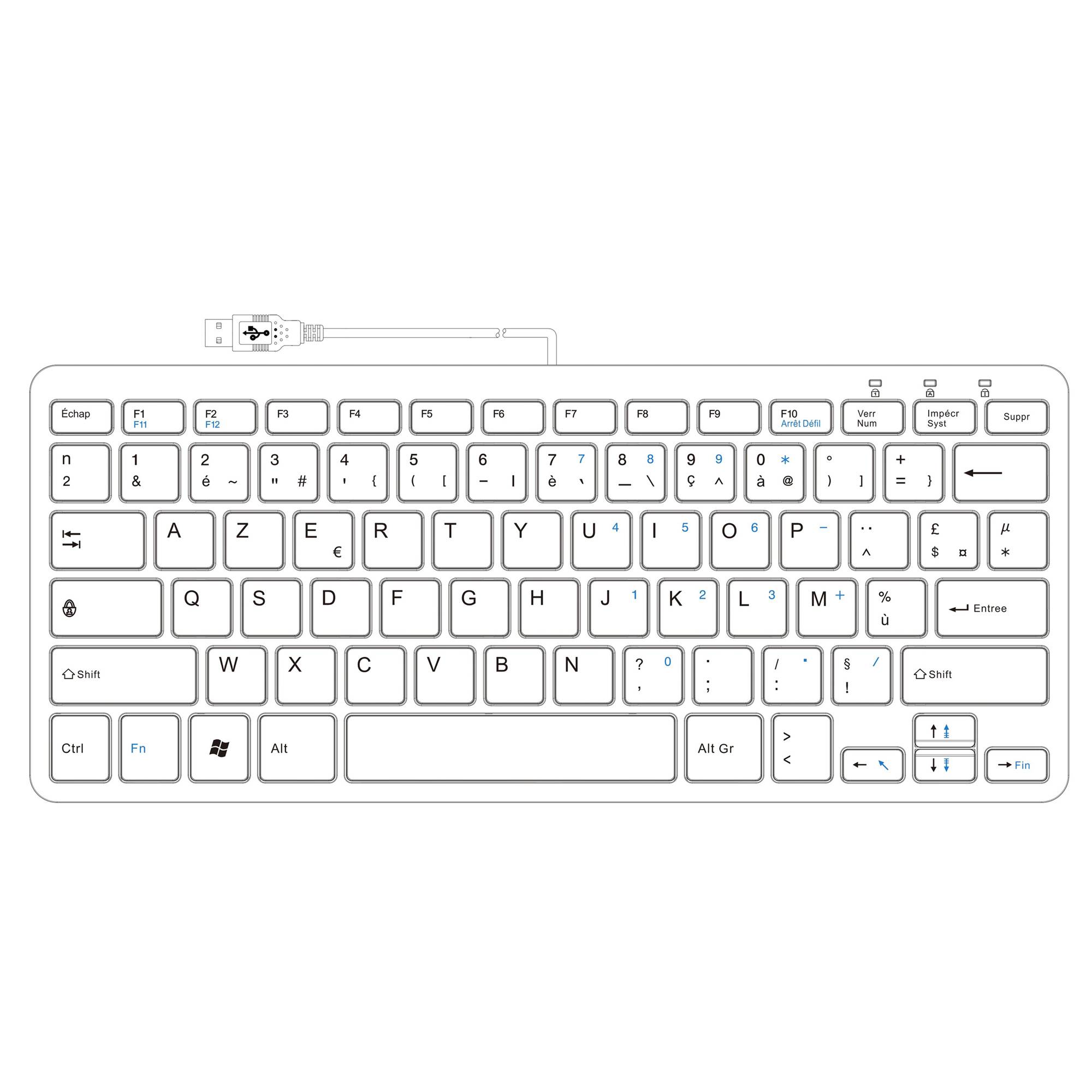 Rca Informatique - image du produit : R-GO COMPACT KEYBOARD WHITE WIRED