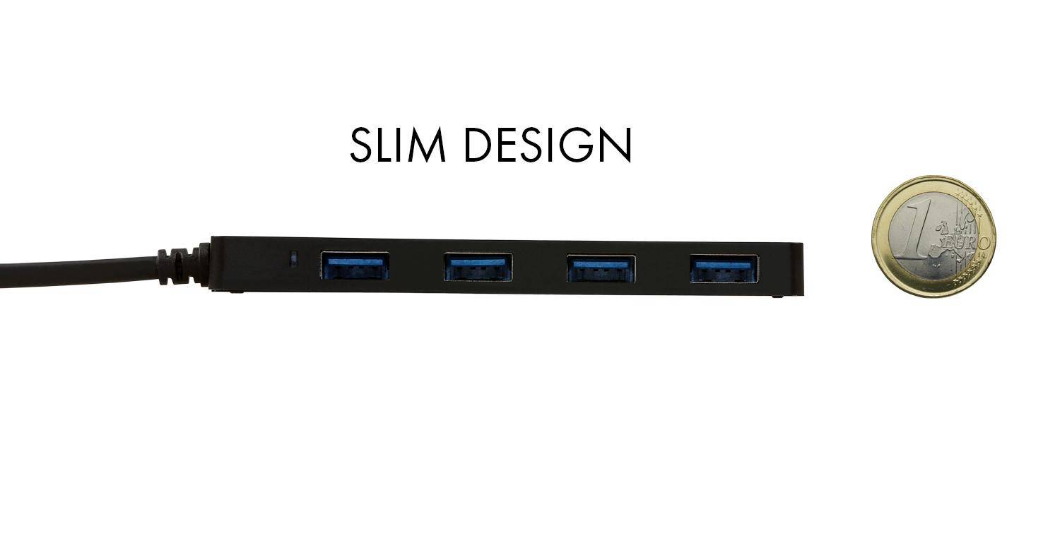 Rca Informatique - image du produit : I-TEC SLIM PASSIVE HUB 4P BLACK USB 3.0 NO PS WIN AND MAC OS