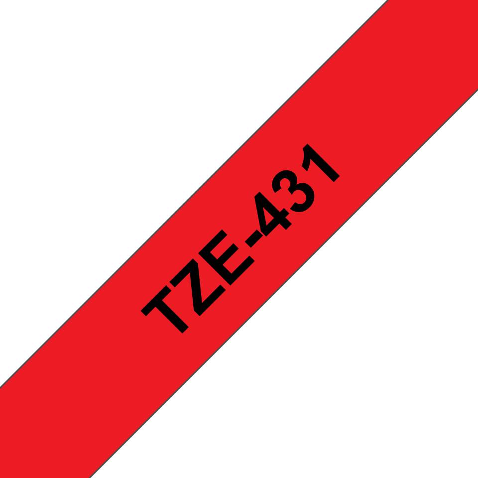 Rca Informatique - image du produit : TZE-431 LAMINATED TAPE 12MM 8M NOIR/ROUGE