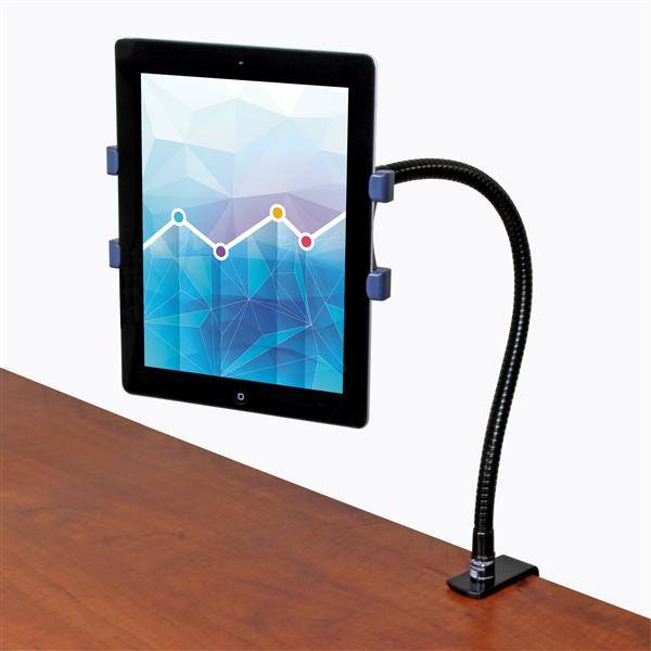 Rca Informatique - image du produit : SUPPORT COL DE CYGNE POUR TABLETTE AVEC FIXATION DE BUREAU