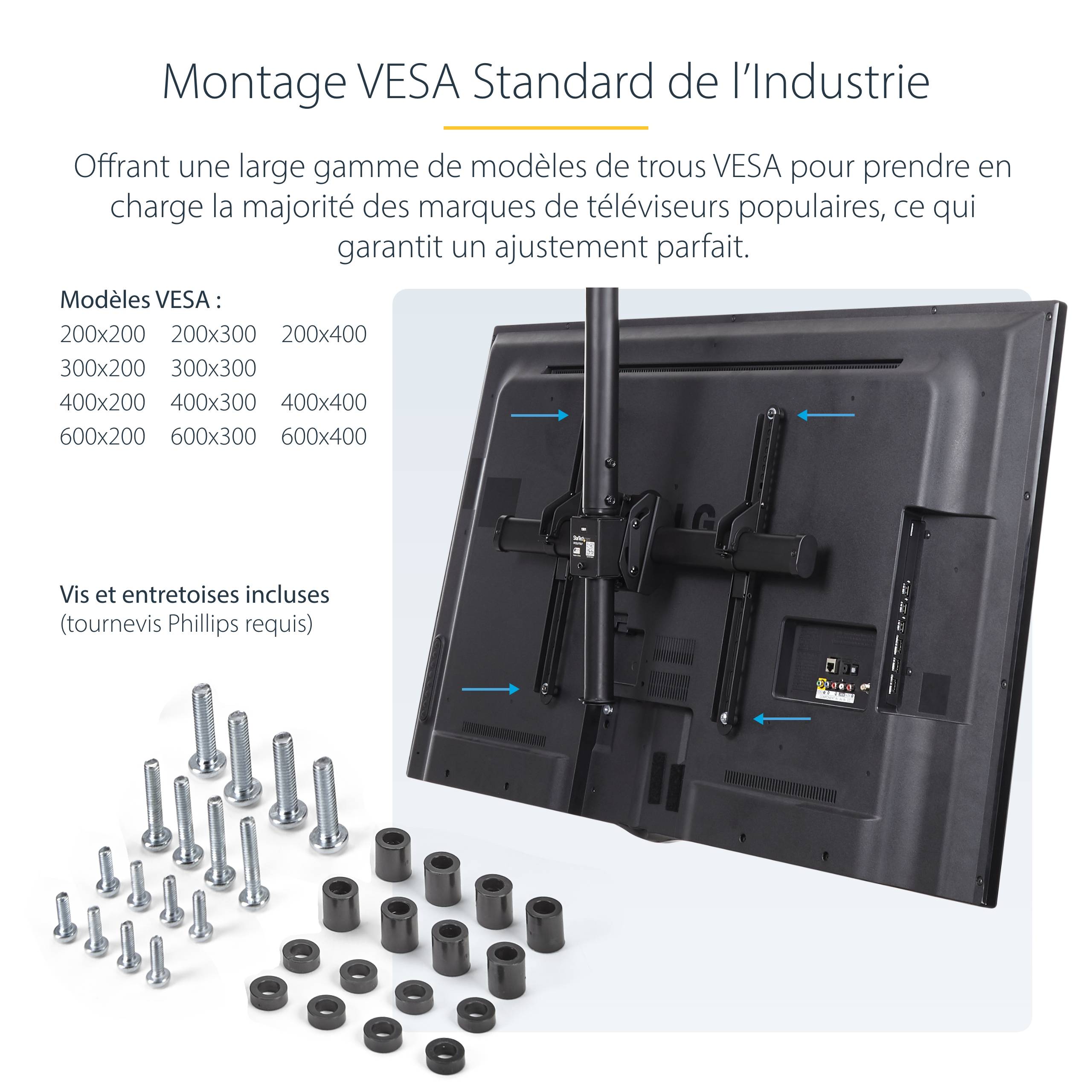 Rca Informatique - image du produit : CEILING TV MOUNT BACK-TO-BACK FOR 32IN TO 75IN DISPLAYS/STEEL