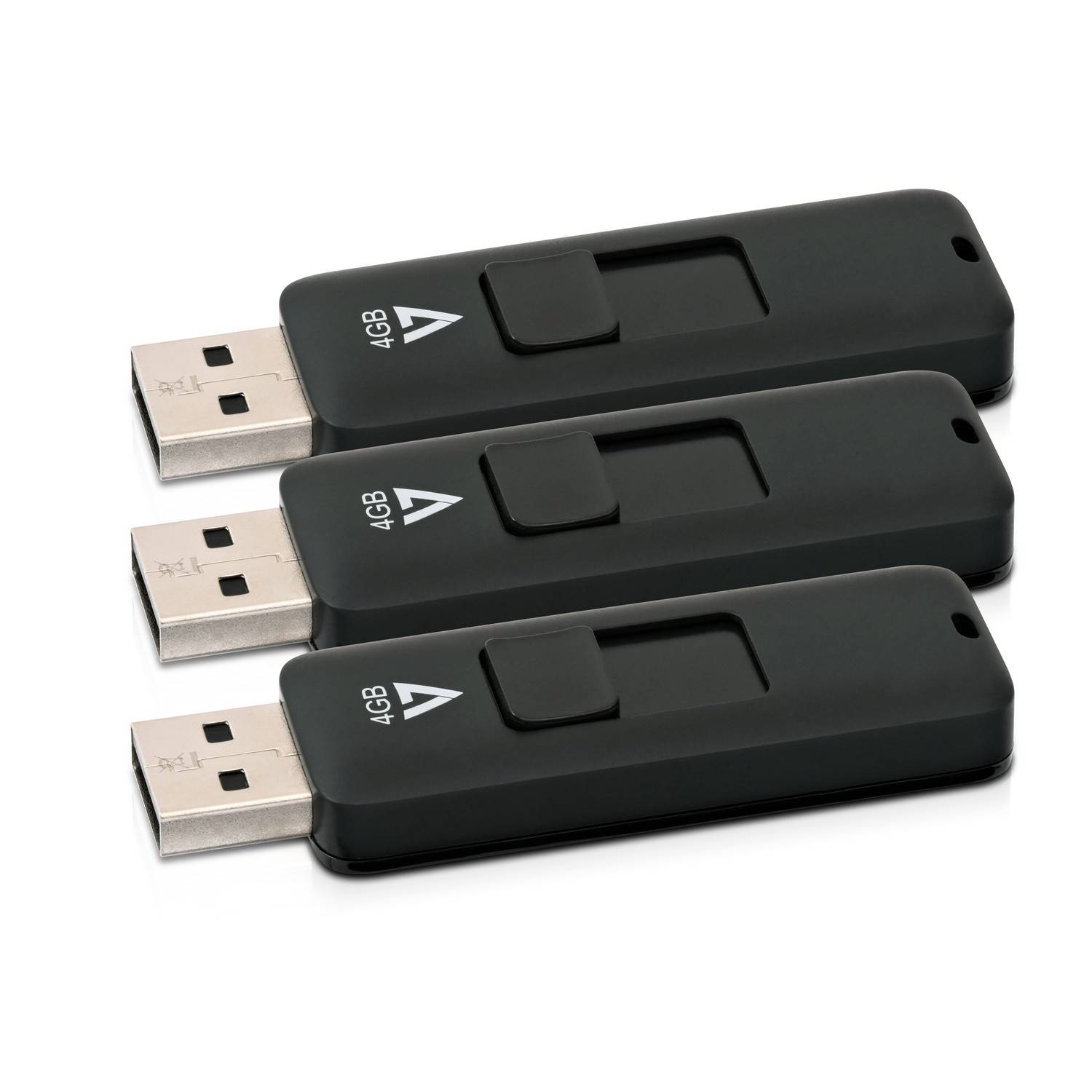 Rca Informatique - image du produit : CLE USB 2.0 4GB BLACK PACK DE 3 CONNECTEUR RETRACTABLE