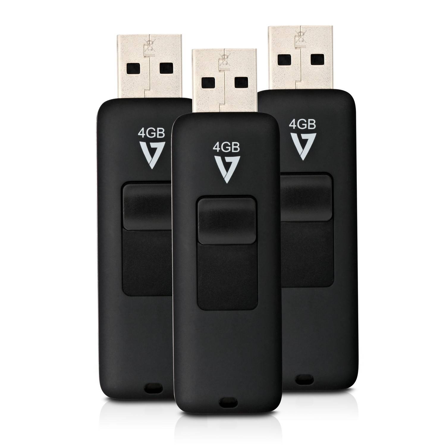 Rca Informatique - Image du produit : CLE USB 2.0 4GB BLACK PACK DE 3 CONNECTEUR RETRACTABLE