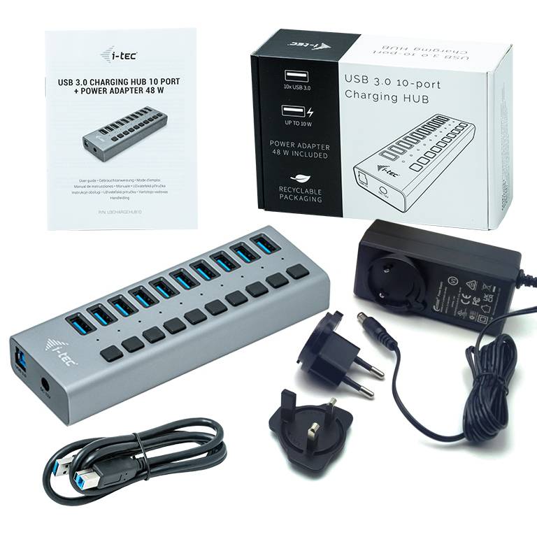 Rca Informatique - image du produit : I-TEC USB 3.0 HUB 10 PORT 48 W I-TEC USB 3.0 HUB 10 PORT 48 W