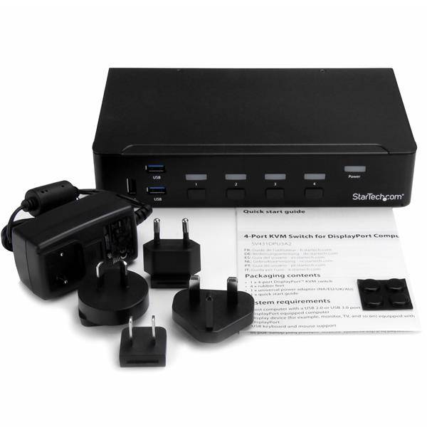 Rca Informatique - image du produit : SWITCH KVM USB DISPLAYPORT A 4 PORTS AVEC HUB USB 3.0 - 4K