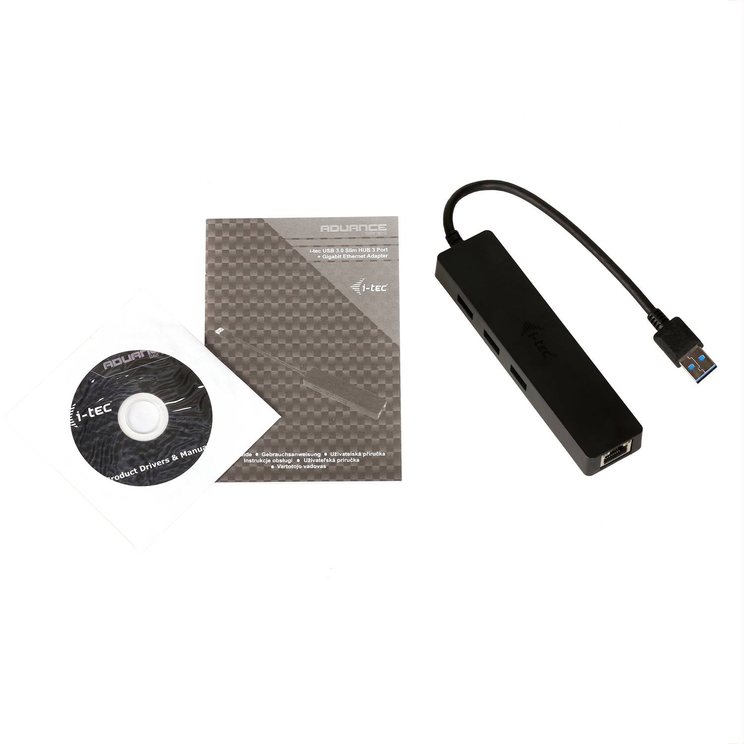 Rca Informatique - image du produit : I-TEC SLIM HUB 3 PORT USB 3.0 GB ETHERNET ADAPTER WIN/MAC