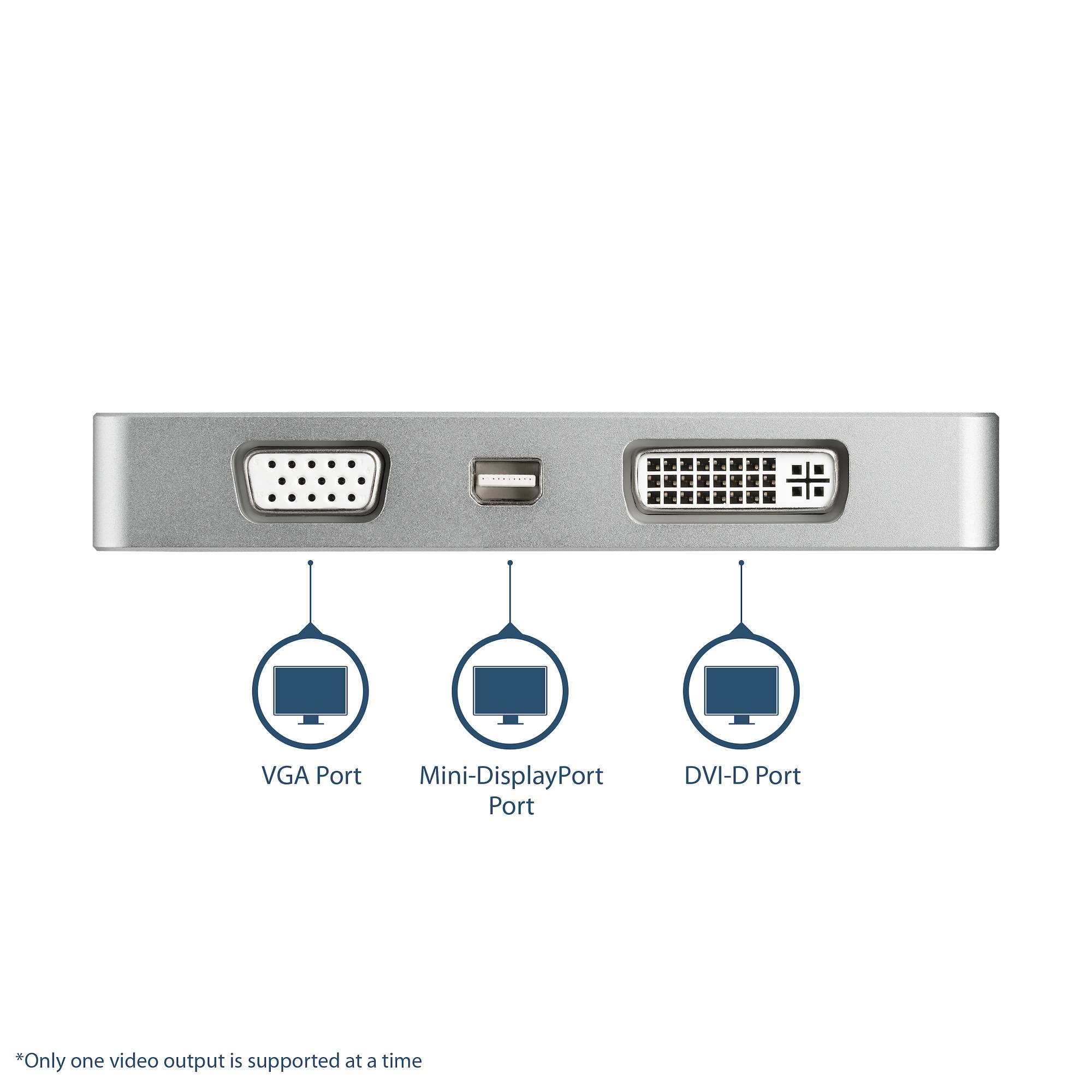 Rca Informatique - image du produit : ADAPTATEUR AUDIO/VIDEO 4 EN 1 USB-C VERS VGA DVI HDMI MINI DP