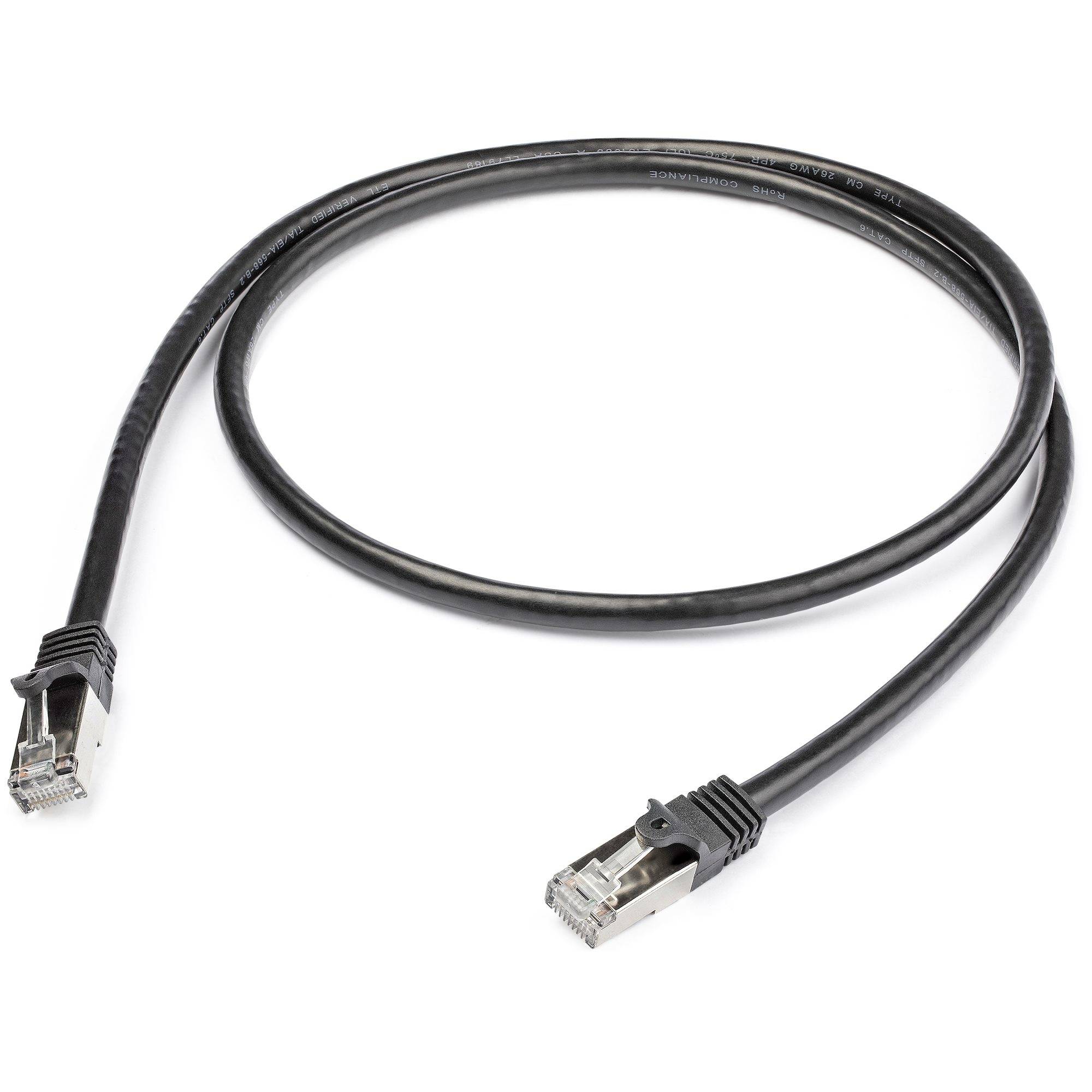 Rca Informatique - image du produit : CABLE RESEAU CAT6 SFTP SANS CROCHET DE 1 M - M/M - NOIR