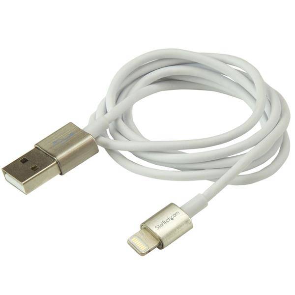 Rca Informatique - image du produit : CABLE LIGHTNING VERS USB DE 1 M - CONNECTEURS EN METAL - BLANC