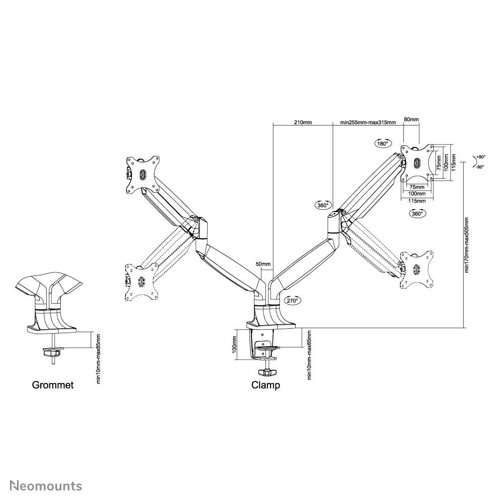 Rca Informatique - image du produit : NEOMOUNTS DESK MOUNT F/10-32IN SILVER