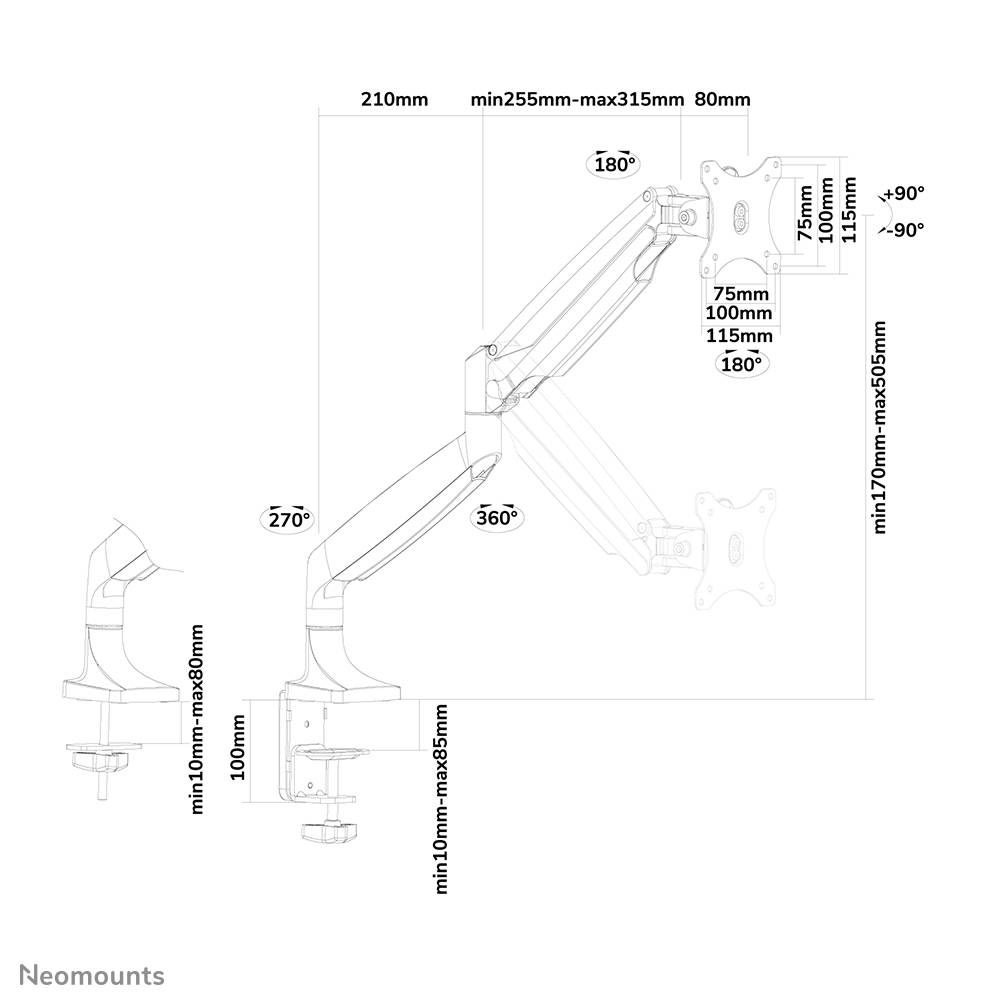 Rca Informatique - image du produit : NEOMOUNTS DESK MOUNT F/10-32IN SILVER