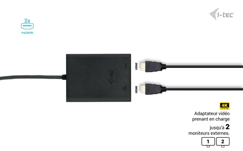 Rca Informatique - image du produit : USB-C DUAL 4K/60HZ (SINGLE 8K/30HZ) HDMI VIDEO ADAPTER