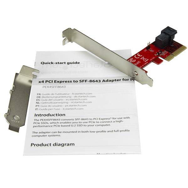 Rca Informatique - image du produit : ADAPTATEUR PCIE X4 VERS SFF-8643 POUR SSD U.2 NVME 25  I