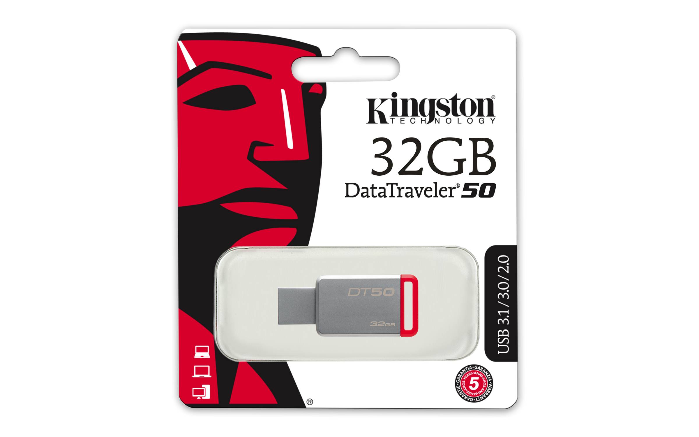 Rca Informatique - image du produit : 32GB USB 3.0 DATATRAVELER 50 METAL/RED