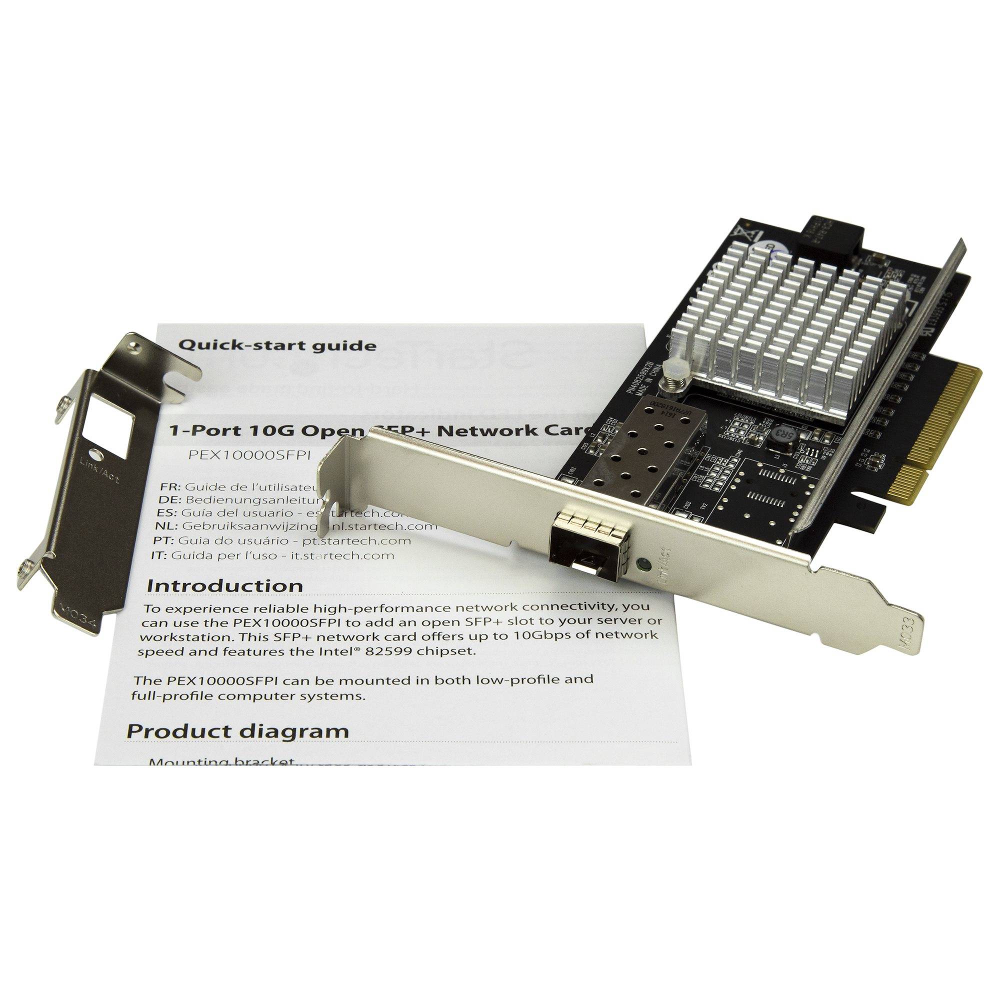 Rca Informatique - image du produit : CARTE RESEAU PCIE 1 PORT FIBRE OPTIQUE 10 GBE - SFP+ OUVERT