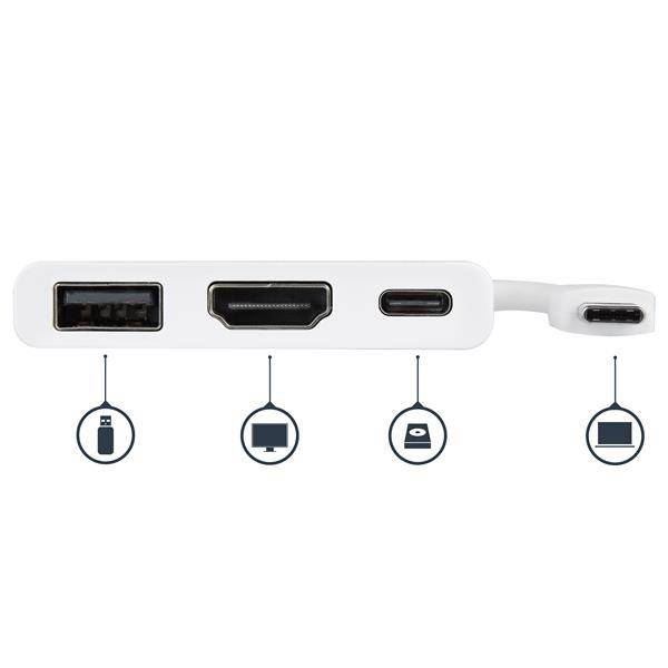 Rca Informatique - image du produit : ADAPTATEUR USB TYPE-C VERS HDMI 4K AVEC POWER DELIVERY - BLANC
