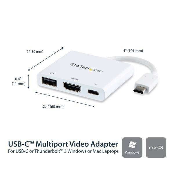 Rca Informatique - image du produit : ADAPTATEUR USB TYPE-C VERS HDMI 4K AVEC POWER DELIVERY - BLANC