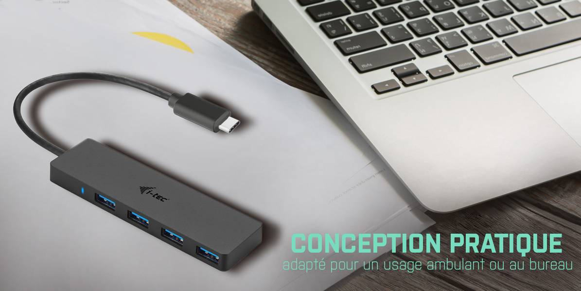 Rca Informatique - image du produit : I-TEC USB-C SLIM PASSIVE HUB 4P NO PS WIN AND MAC OS BLACK