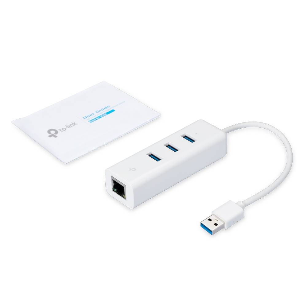 Rca Informatique - image du produit : GIGAB ETHERNET NETWORK ADAPTER 3-PORT USB 3.0 HUB 1